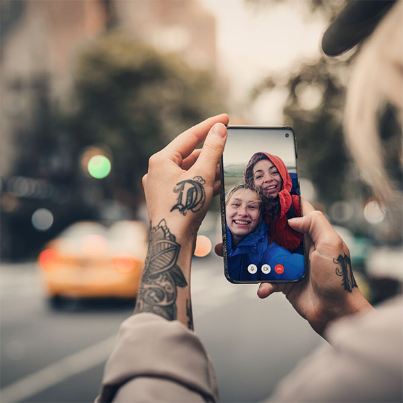 Person having a video call with friends