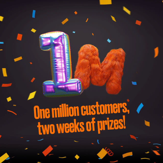 1 million customers, two weeks of prizes!